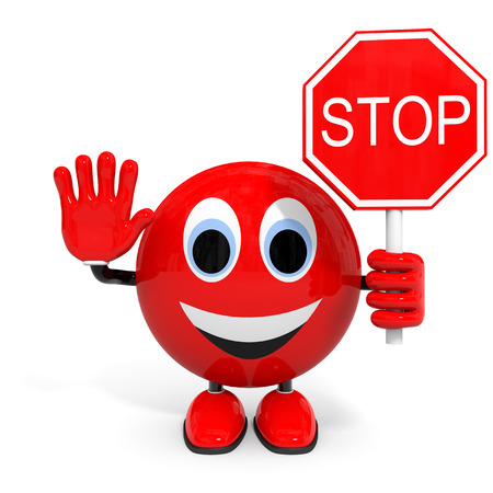 37940786 - stop. illustration with 3d character.
